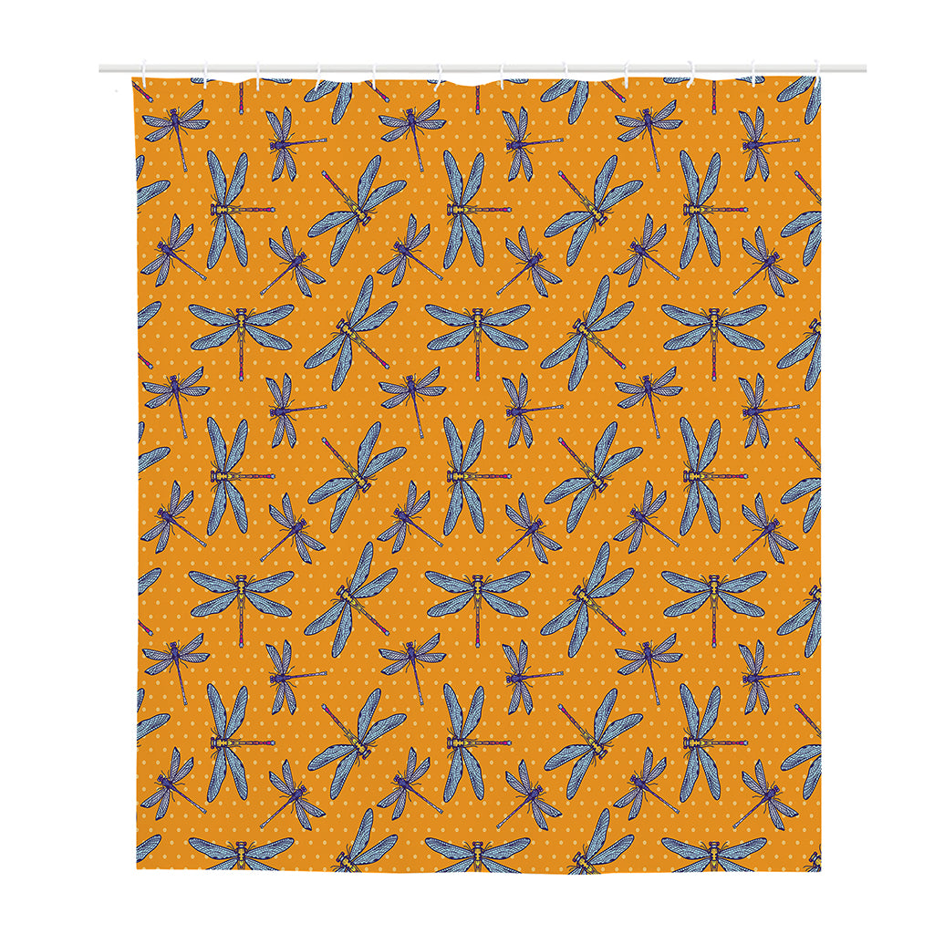 Polka Dot Dragonfly Pattern Print Polyester Shower Curtain