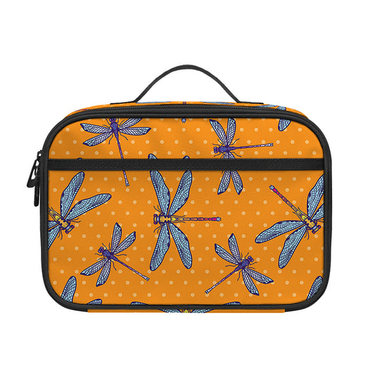 Polka Dot Dragonfly Pattern Print Portable Lunch Bag