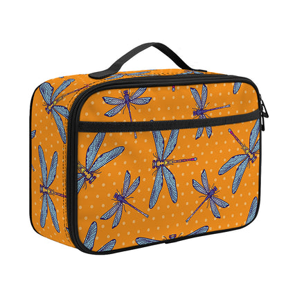 Polka Dot Dragonfly Pattern Print Portable Lunch Bag