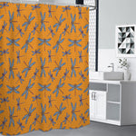 Polka Dot Dragonfly Pattern Print Premium Shower Curtain