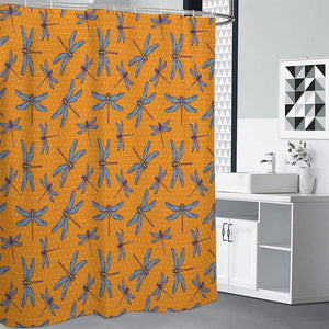 Polka Dot Dragonfly Pattern Print Premium Shower Curtain