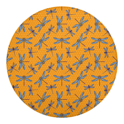 Polka Dot Dragonfly Pattern Print Round Blanket