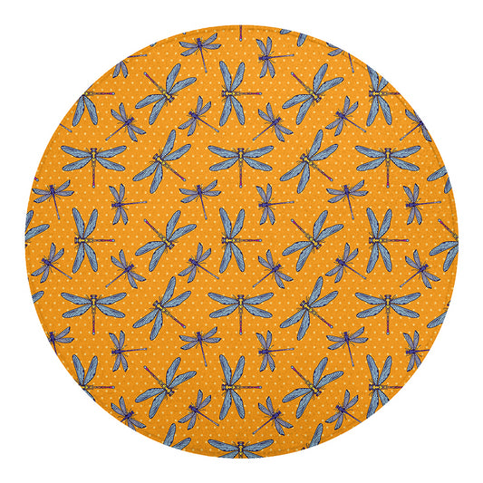Polka Dot Dragonfly Pattern Print Round Blanket