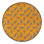 Polka Dot Dragonfly Pattern Print Round Floor Mat