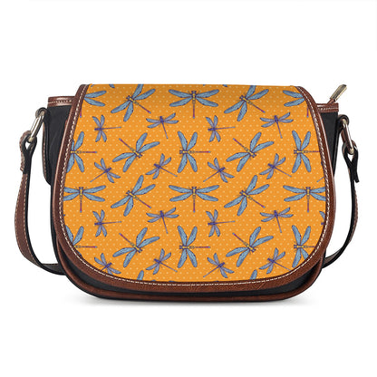 Polka Dot Dragonfly Pattern Print Saddle Bag