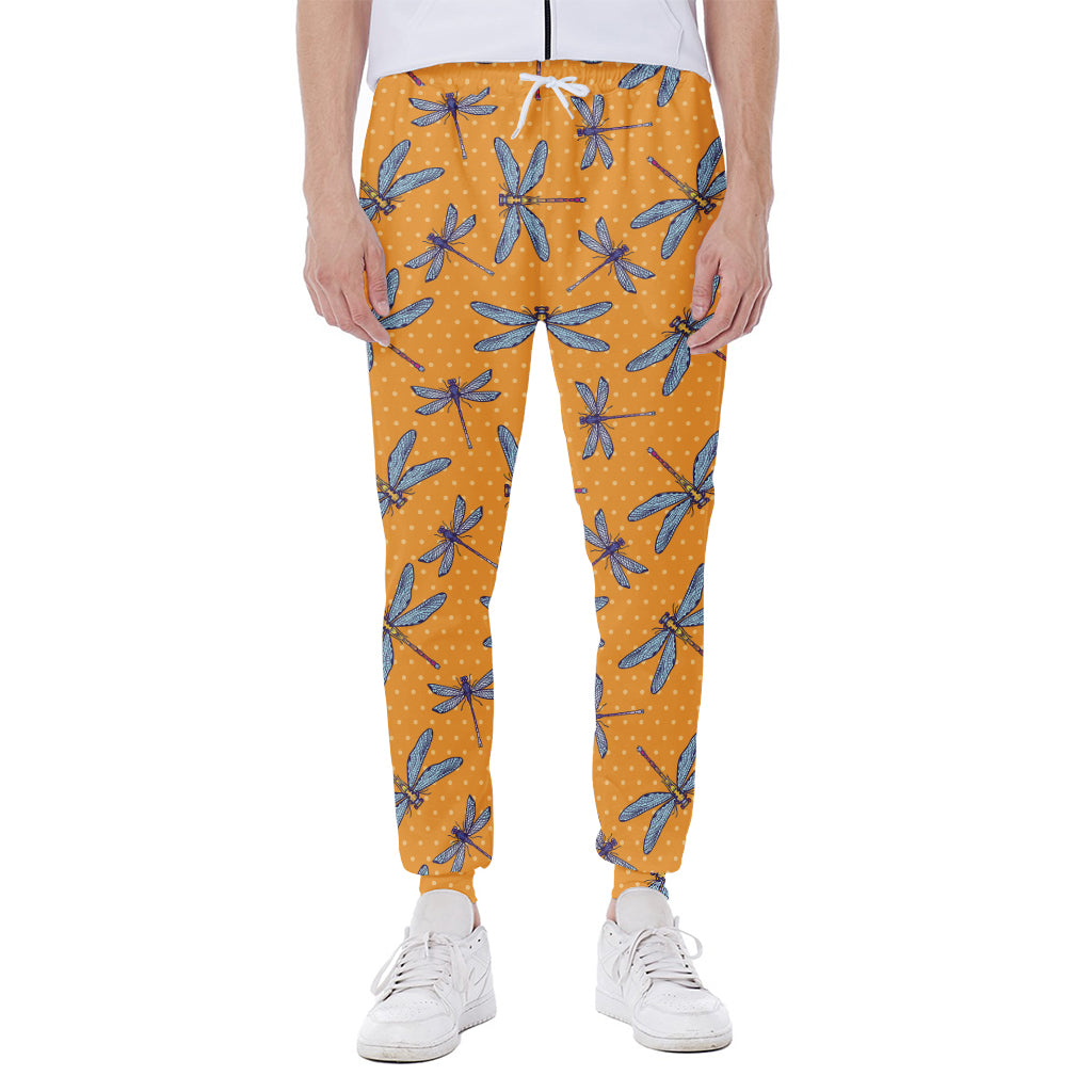 Polka Dot Dragonfly Pattern Print Scuba Joggers