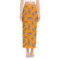 Polka Dot Dragonfly Pattern Print Side Slit Maxi Skirt