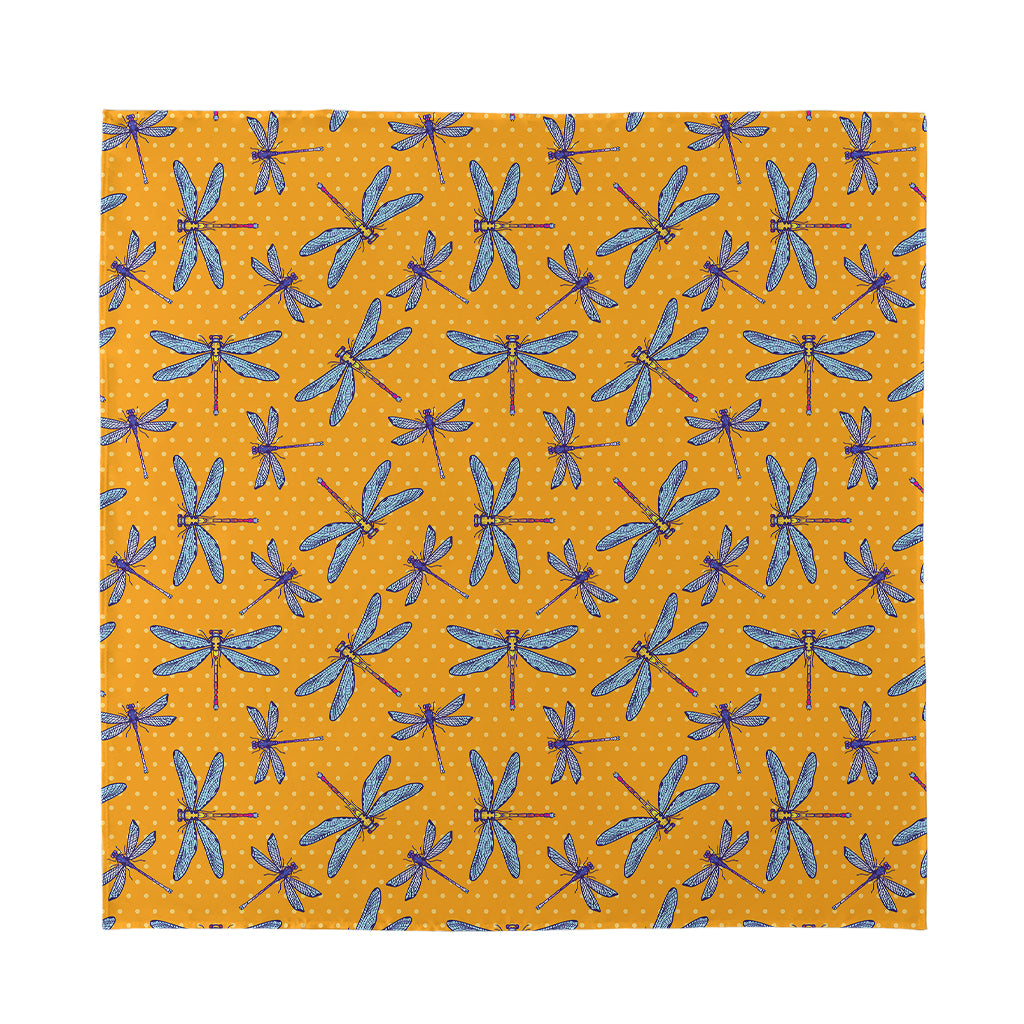 Polka Dot Dragonfly Pattern Print Silk Bandana