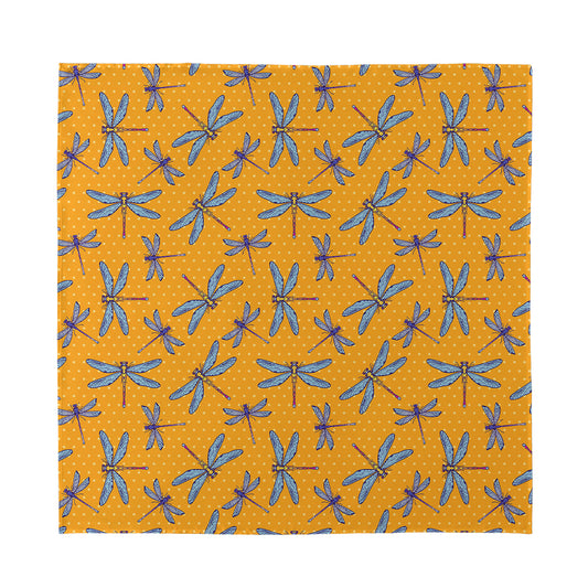Polka Dot Dragonfly Pattern Print Silk Bandana