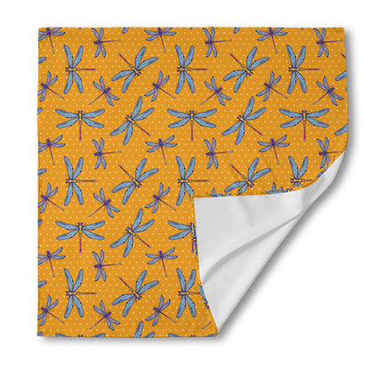 Polka Dot Dragonfly Pattern Print Silk Bandana