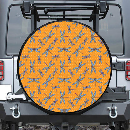 Polka Dot Dragonfly Pattern Print Tire Cover