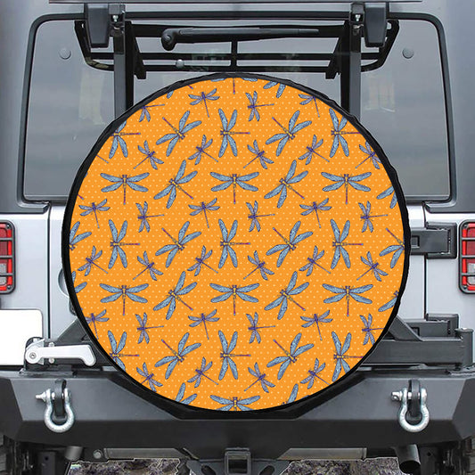 Polka Dot Dragonfly Pattern Print Tire Cover