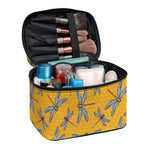 Polka Dot Dragonfly Pattern Print Travel Makeup Bag