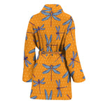 Polka Dot Dragonfly Pattern Print Women's Bathrobe