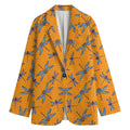 Polka Dot Dragonfly Pattern Print Women's Cotton Blazer