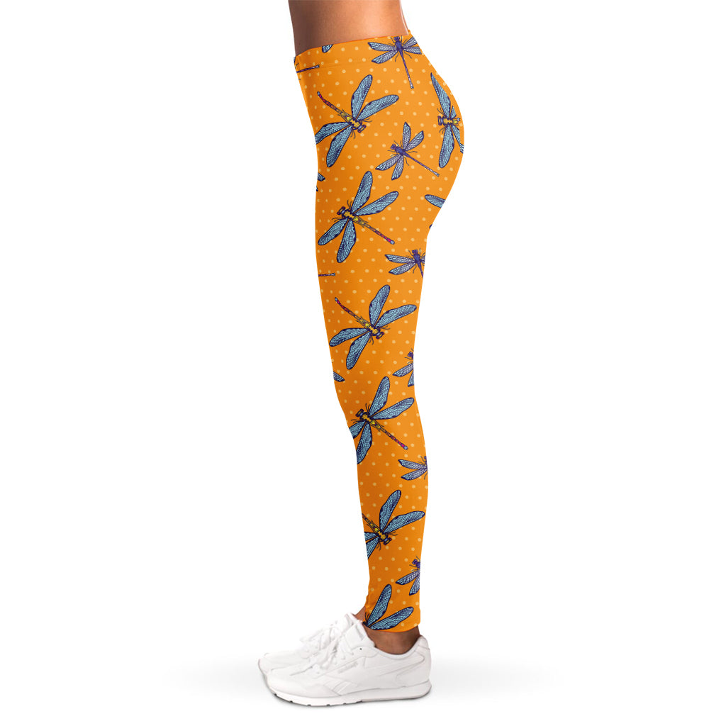 Polka Dot Dragonfly Pattern Print Women's Leggings