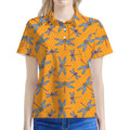 Polka Dot Dragonfly Pattern Print Women's Polo Shirt