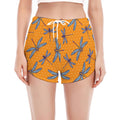 Polka Dot Dragonfly Pattern Print Women's Split Running Shorts