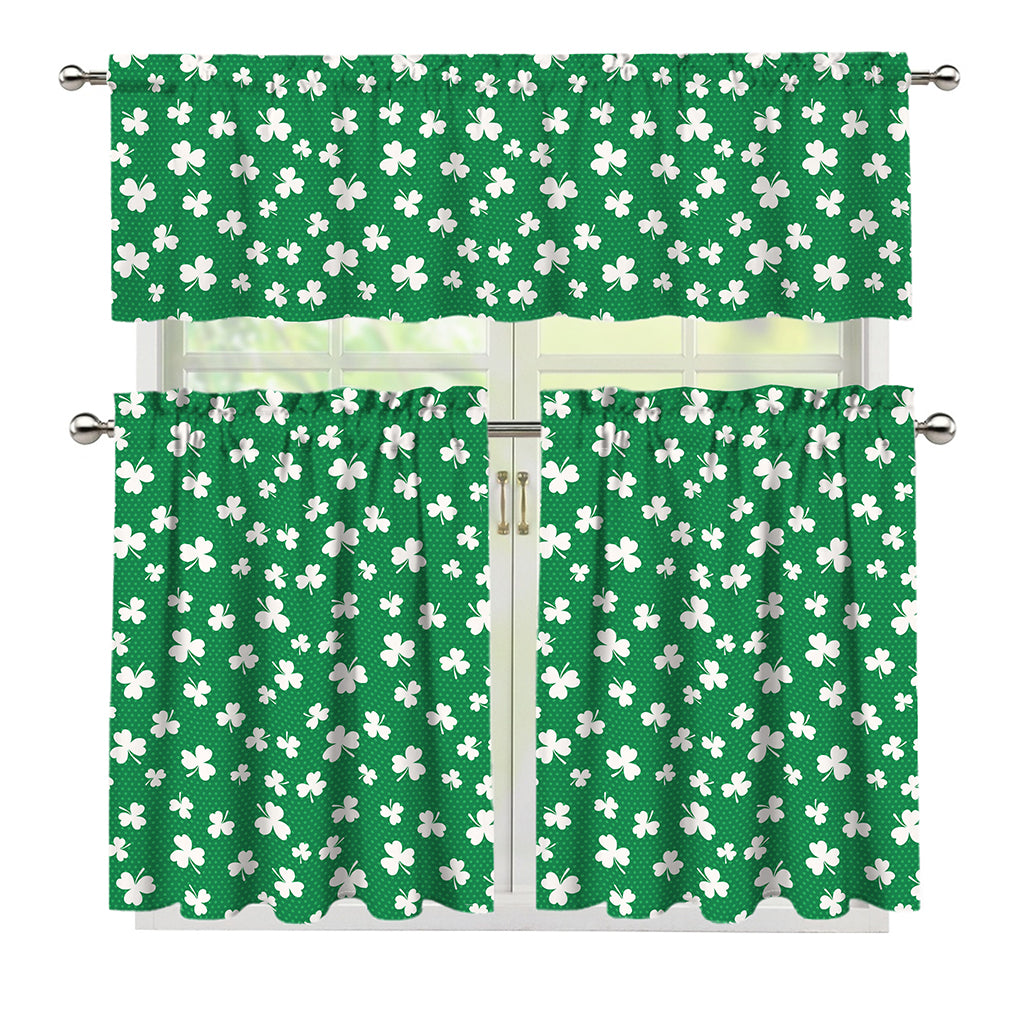 Polka Dot Irish St. Patrick's Day Print 3 Piece Kitchen Curtains