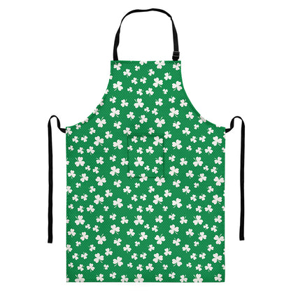 Polka Dot Irish St. Patrick's Day Print Bib Apron With Pocket