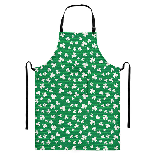Polka Dot Irish St. Patrick's Day Print Bib Apron With Pocket