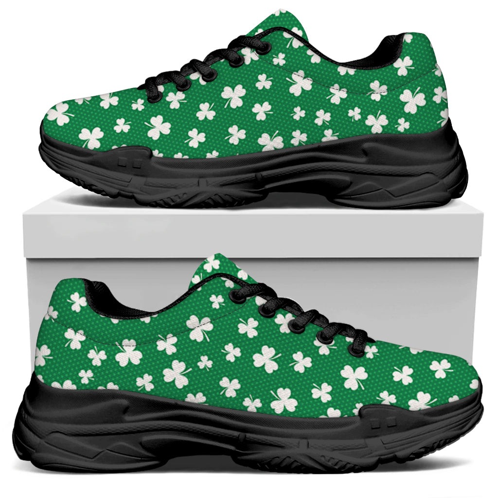 Polka Dot Irish St. Patrick's Day Print Black Chunky Shoes