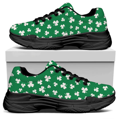 Polka Dot Irish St. Patrick's Day Print Black Chunky Shoes