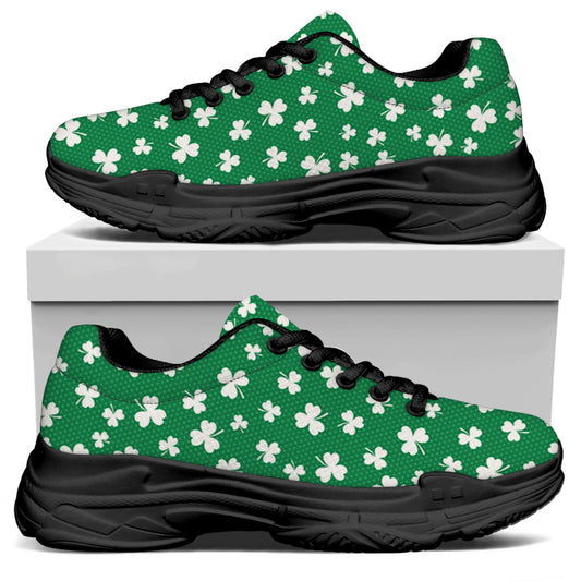 Polka Dot Irish St. Patrick's Day Print Black Chunky Shoes