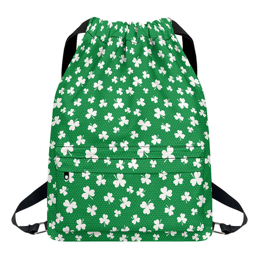 Polka Dot Irish St. Patrick's Day Print Drawstring Backpack