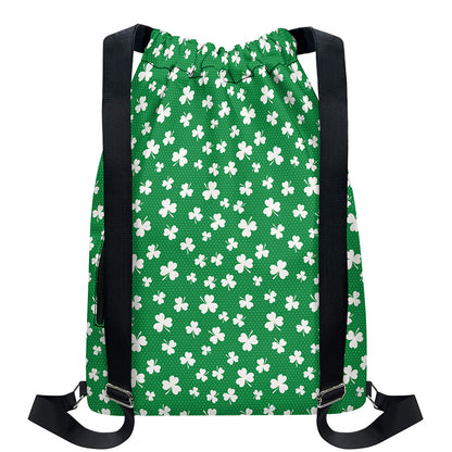 Polka Dot Irish St. Patrick's Day Print Drawstring Backpack