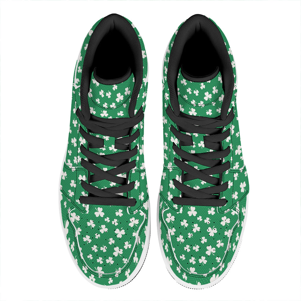 Polka Dot Irish St. Patrick's Day Print High Top Leather Sneakers