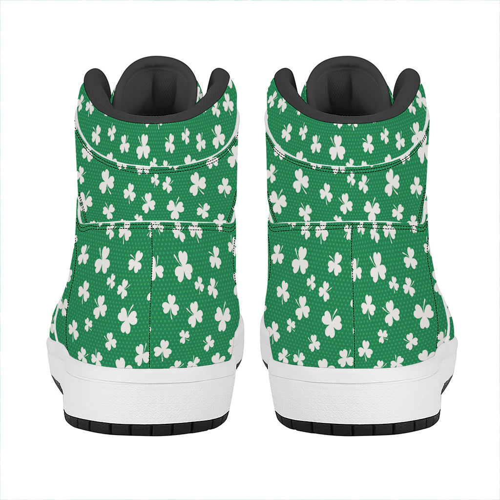 Polka Dot Irish St. Patrick's Day Print High Top Leather Sneakers