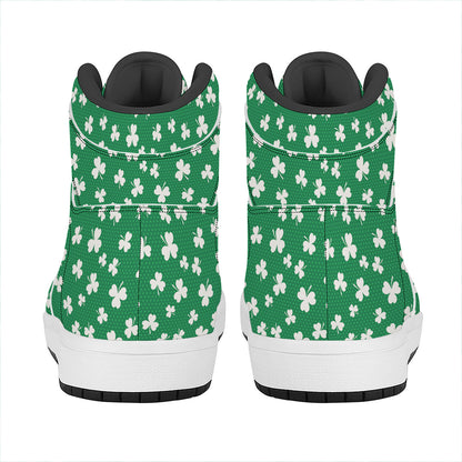 Polka Dot Irish St. Patrick's Day Print High Top Leather Sneakers