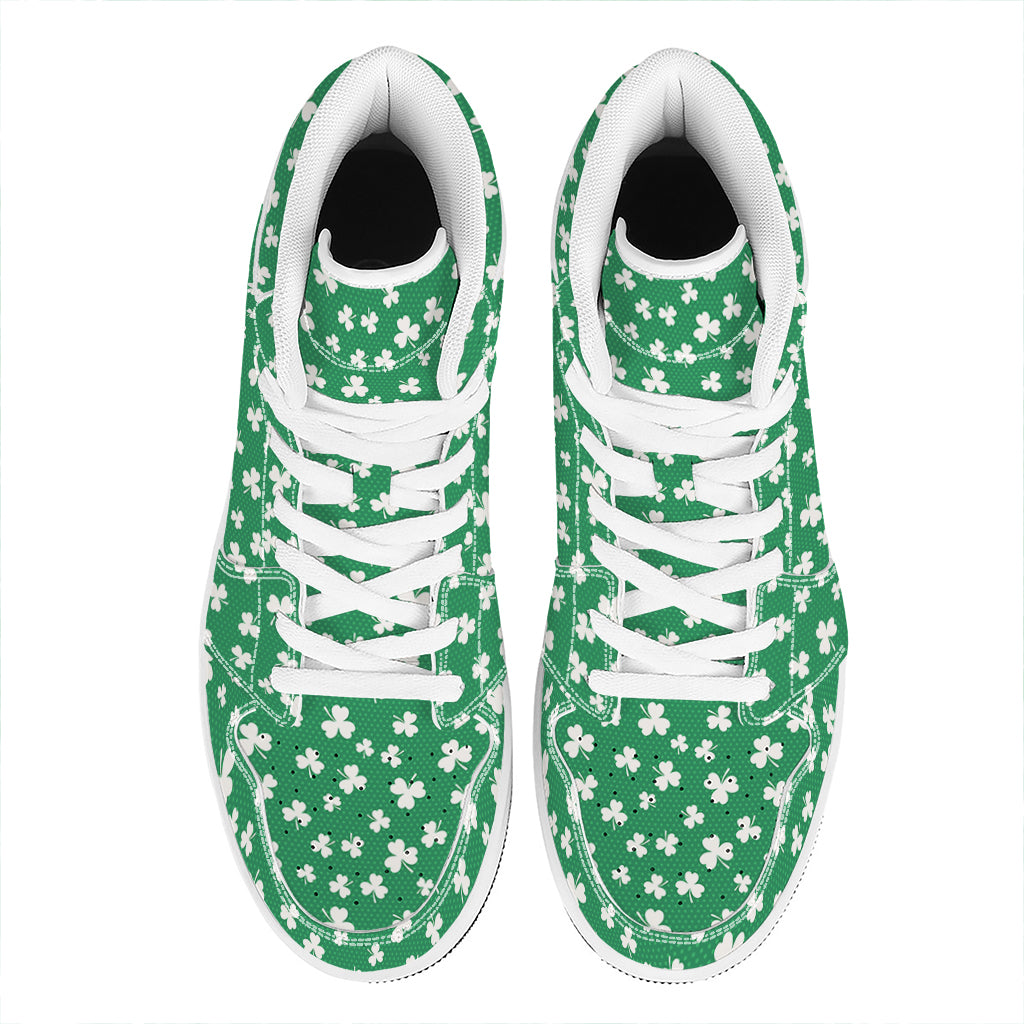 Polka Dot Irish St. Patrick's Day Print High Top Leather Sneakers