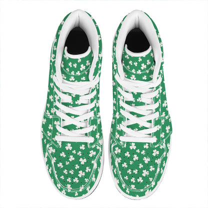Polka Dot Irish St. Patrick's Day Print High Top Leather Sneakers