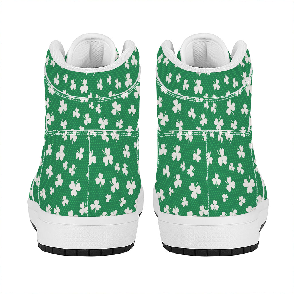 Polka Dot Irish St. Patrick's Day Print High Top Leather Sneakers
