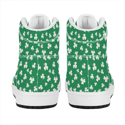 Polka Dot Irish St. Patrick's Day Print High Top Leather Sneakers