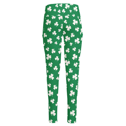 Polka Dot Irish St. Patrick's Day Print High-Waisted Pocket Leggings