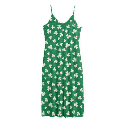 Polka Dot Irish St. Patrick's Day Print Jersey Midi Cami Dress