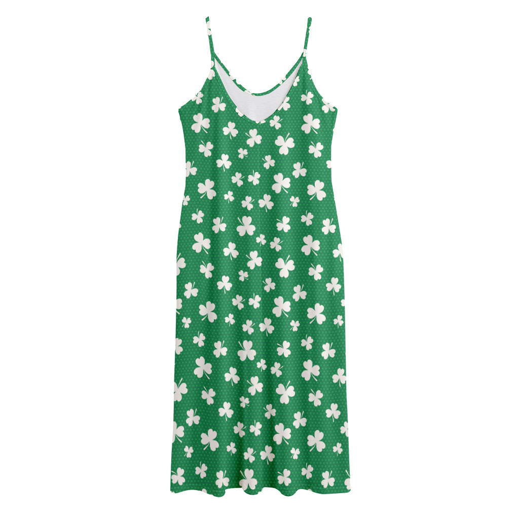 Polka Dot Irish St. Patrick's Day Print Jersey Midi Cami Dress