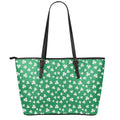 Polka Dot Irish St. Patrick's Day Print Leather Tote Bag With Zipper