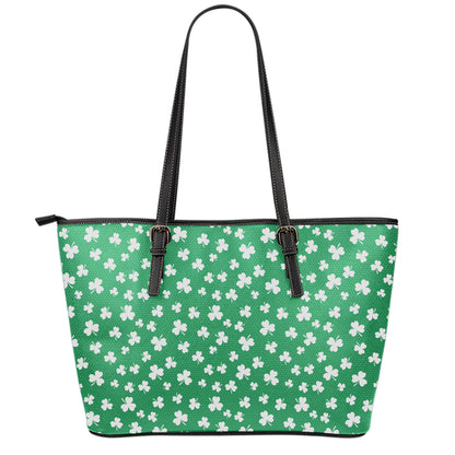 Polka Dot Irish St. Patrick's Day Print Leather Tote Bag