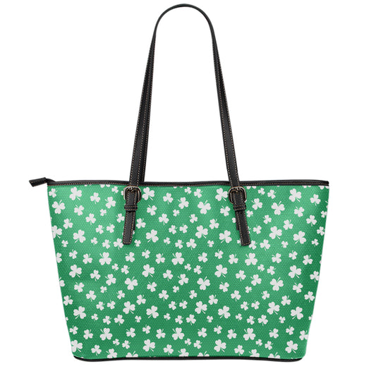 Polka Dot Irish St. Patrick's Day Print Leather Tote Bag