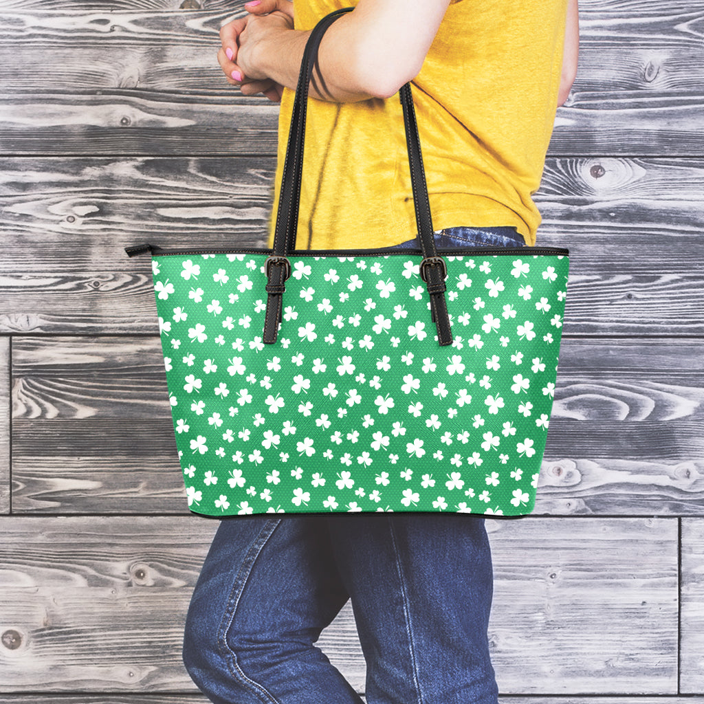 Polka Dot Irish St. Patrick's Day Print Leather Tote Bag