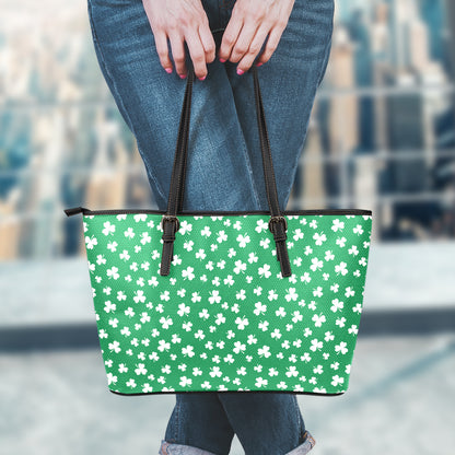 Polka Dot Irish St. Patrick's Day Print Leather Tote Bag