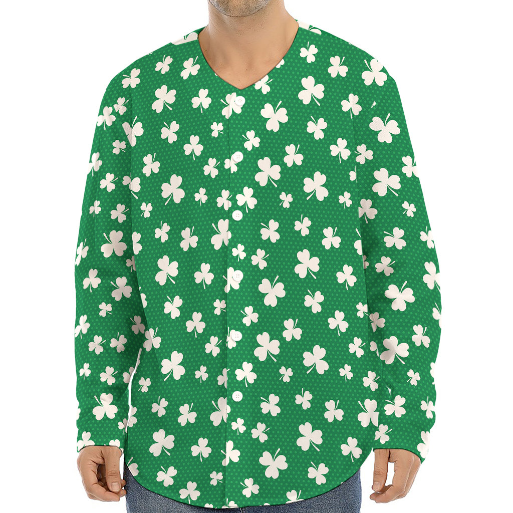 Polka Dot Irish St. Patrick's Day Print Long Sleeve Baseball Jersey