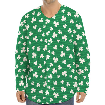 Polka Dot Irish St. Patrick's Day Print Long Sleeve Baseball Jersey