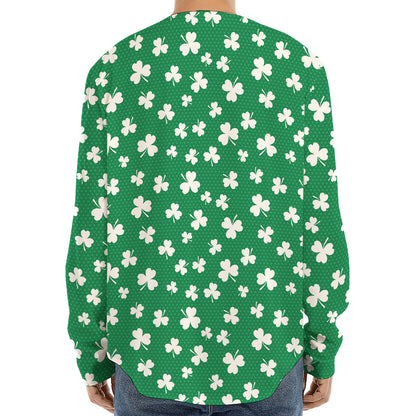 Polka Dot Irish St. Patrick's Day Print Long Sleeve Baseball Jersey