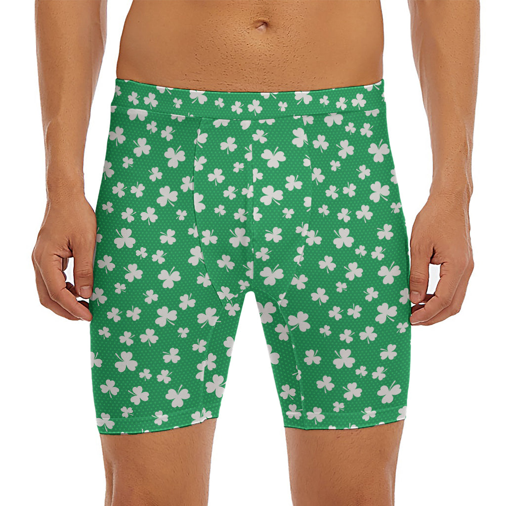 Polka Dot Irish St. Patrick's Day Print Men's Long Boxer Briefs