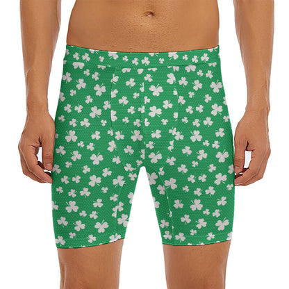 Polka Dot Irish St. Patrick's Day Print Men's Long Boxer Briefs